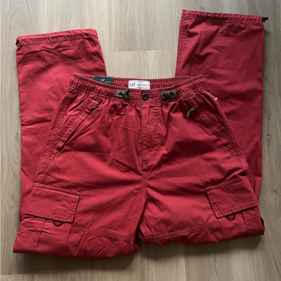 GAP Red Baggy Cargo Parachute Pants - Picture 1 of 4